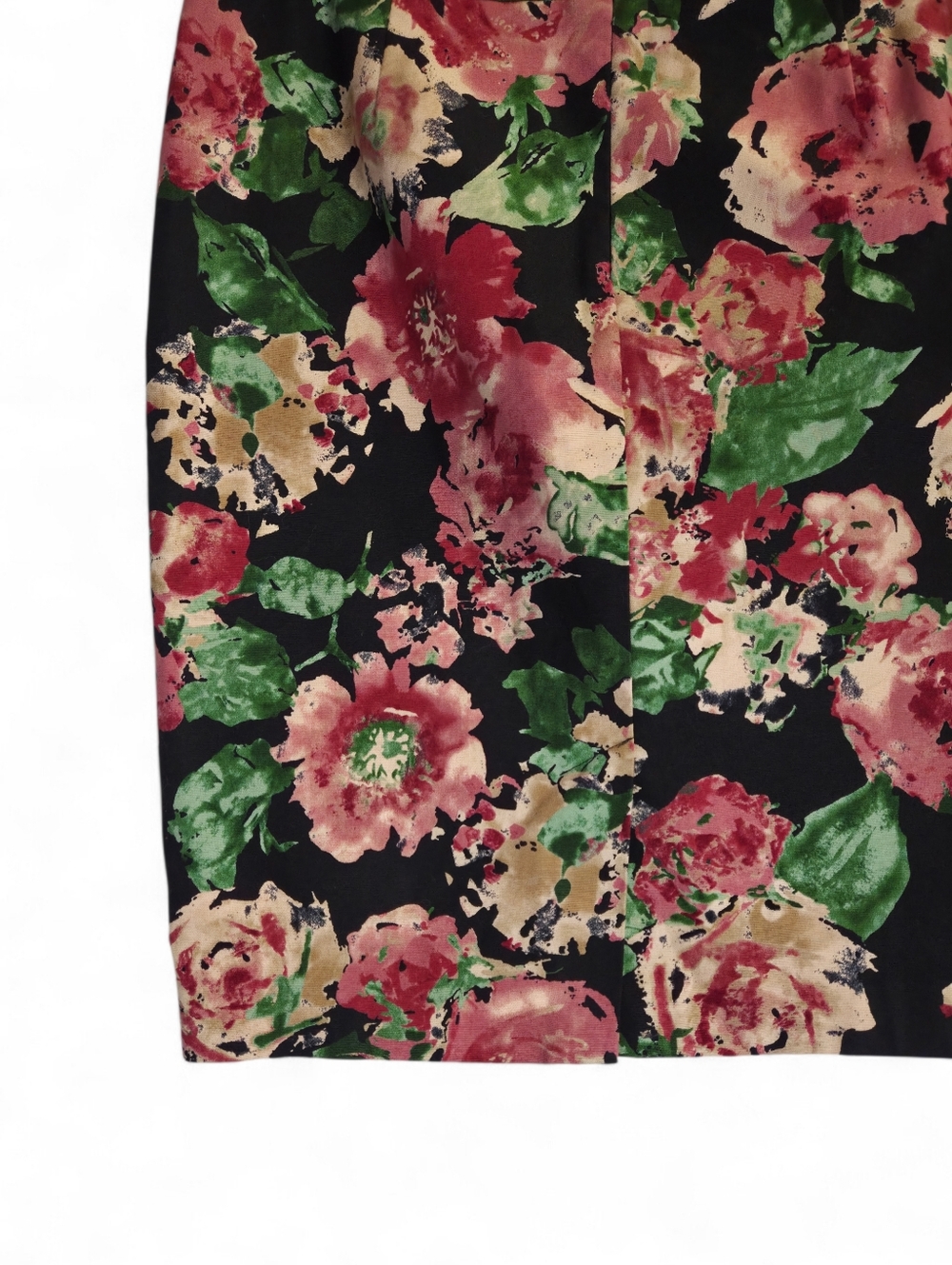 Talbots Black Floral Pencil Skirt with Pink & Green Roses Size 12 - Picture 7 of 9